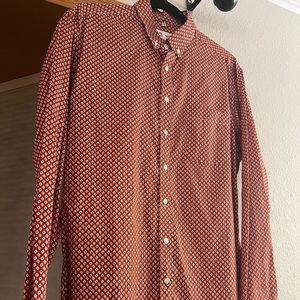 Frank & Oak Rue St-Viateur collection red patterned long sleeve button up